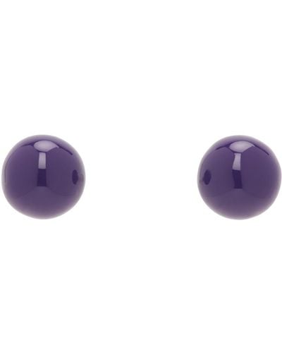 Dries Van Noten Silver & Purple Enameled Earrings - Black