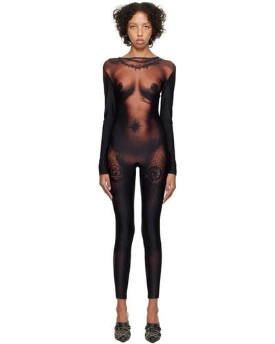 Jean Paul Gaultier &ブラウン The Ebony Body Tattoo ジャンプスーツ - ブラック