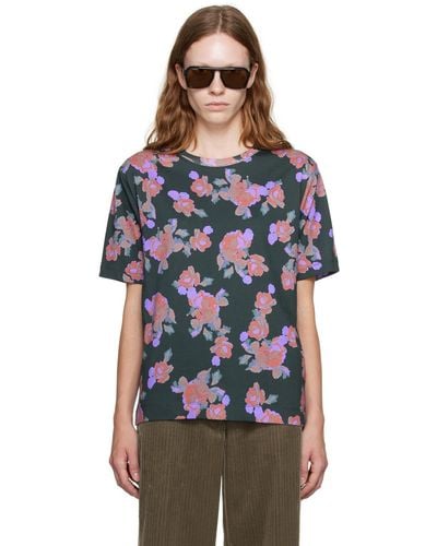 Dries Van Noten Black Floral T-shirt - Multicolour