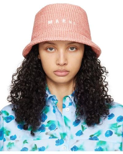 Marni Pink Embroidered Bucket Hat - Blue