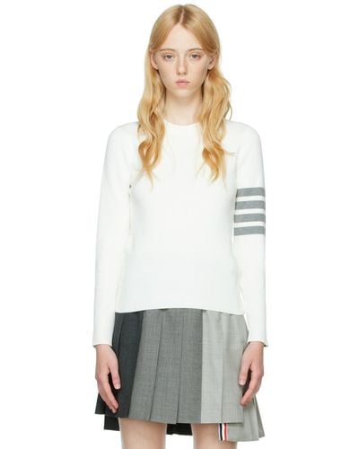 Thom Browne White Cotton 4-bar Sweater