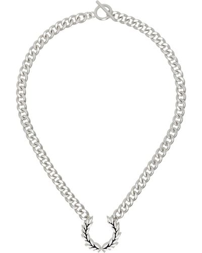 Fred Perry Silver Chunky Laurel Wreath Necklace - Multicolour