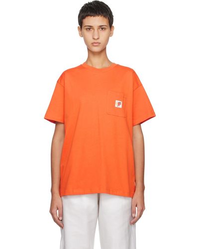 Sky High Farm T-shirt à poche - Orange