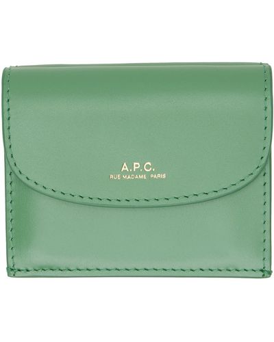 A.P.C. Genève Trifold Wallet - Green