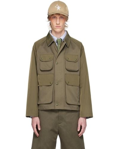 Thom Browne Khaki Cropped Relaxed Field Jacket - Green