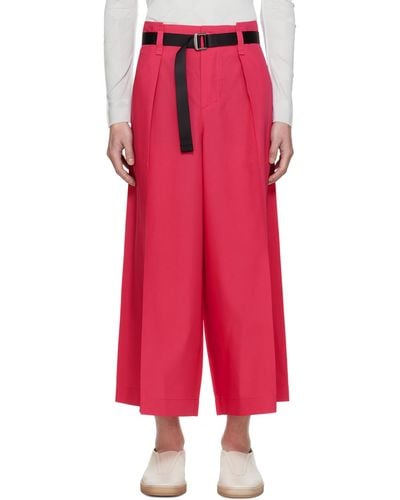 132 5. Issey Miyake Oblique Fold Bottoms Pants - Red