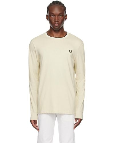 Fred Perry Twin Tipped Long Sleeve T-Shirt - Natural