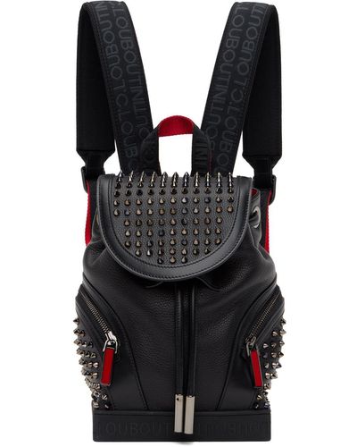 Explorafunk small - Backpack - Alligator embossed calf leather and spikes -  Black - Christian Louboutin