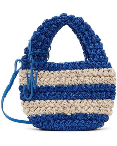 JW Anderson Blue & Off-white Popcorn Basket Crossbody Bag