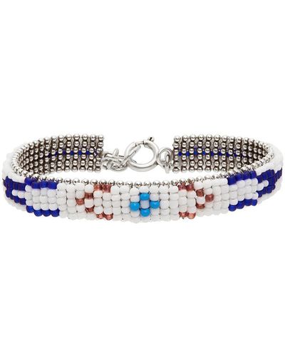 Isabel Marant White & Silver Ikat Beads Bracelet - Metallic