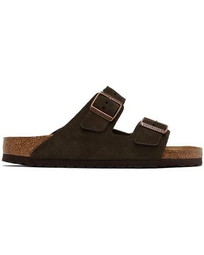 Birkenstock Narrow Suede Soft Footbed Arizona Sandals - Black