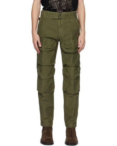 Dries Van Noten Khaki Garment-dyed Cargo Pants - Green