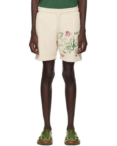 JW Anderson Beige Embroidered Shorts - Natural