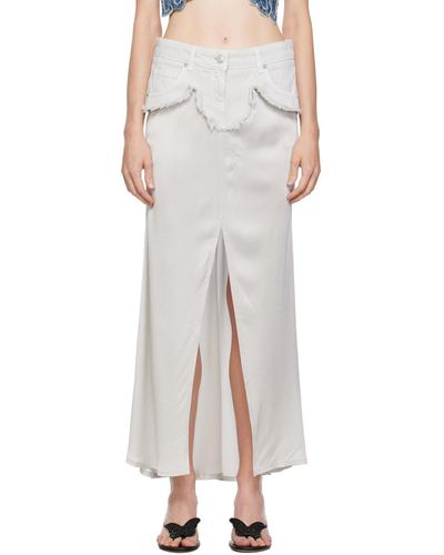 Blumarine Laye Denim Maxi Skirt - White