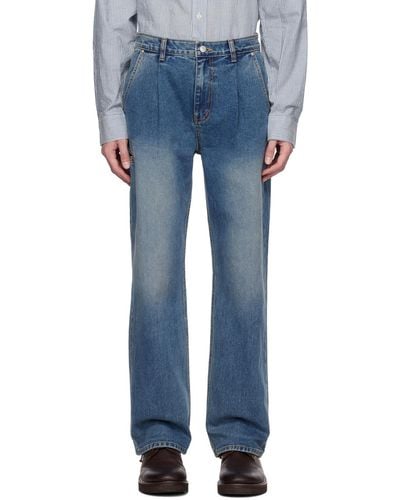 DUNST Pleated Jeans - Blue