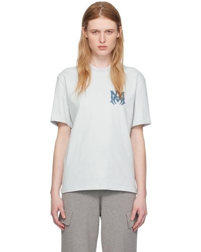 Amiri T-shirt bleu à logos - Blanc