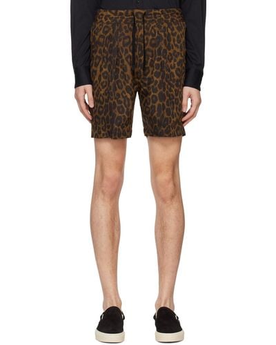 Tom Ford Brown Leopard Shorts - Black
