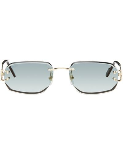 Cartier Gold & Blue 'signature C De ' Pilot Metal Sunglasses - Black