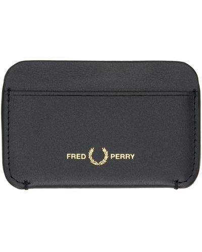Fred Perry Black Burnished Leather Card Holder