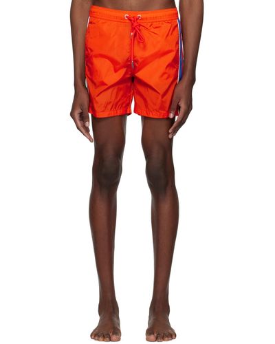 Moncler Orange Drawstring Swim Shorts - Red