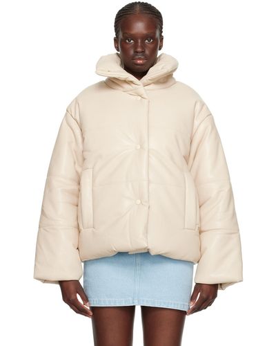 Nanushka Blouson hide blanc cassé en cuir végétalien