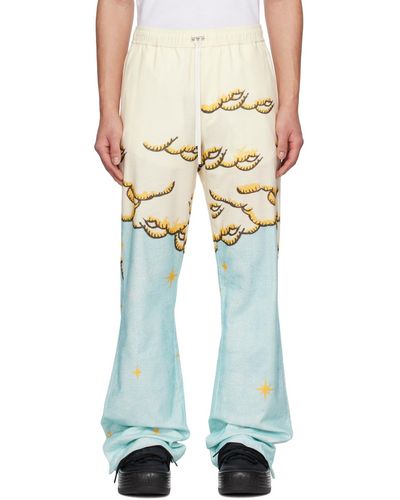 Amiri Pantalon de pyjama sunscape bleu et blanc cassé