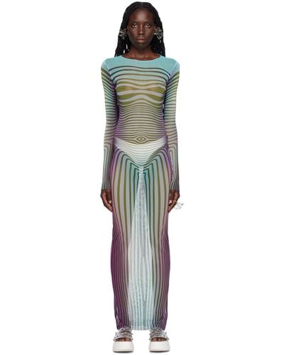 Jean Paul Gaultier Ssense Exclusive Blue 'the Body Morphing' Maxi Dress - Black