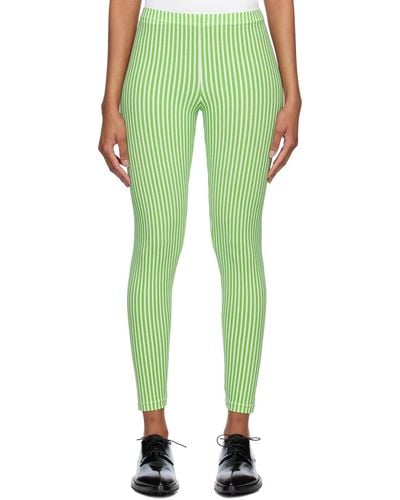 Comme des Garçons Green & White Striped leggings