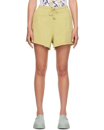 Ganni Green Drawstring Shorts - Yellow