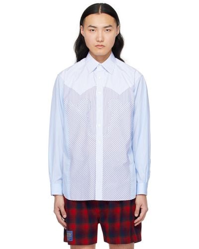 Maison Margiela Blue Panelled Shirt - White