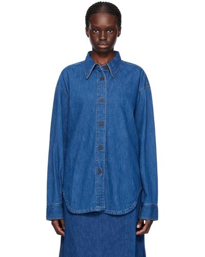 Studio Nicholson Button Denim Shirt - Blue