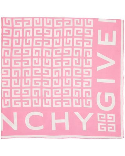Givenchy Foulard rose et blanc à motif 4g