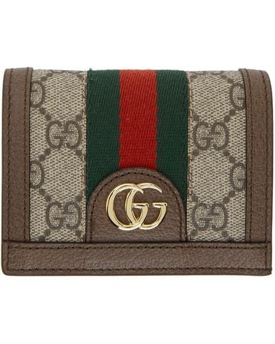 Gucci Beige gg Supreme Ophidia Bifold Card Holder - Brown