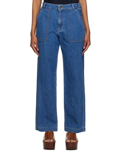 See By Chloé Navy Cinch Strap Jeans - Blue