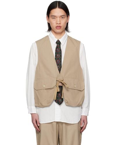 Engineered Garments Khaki Flap Pocket Vest - Multicolour