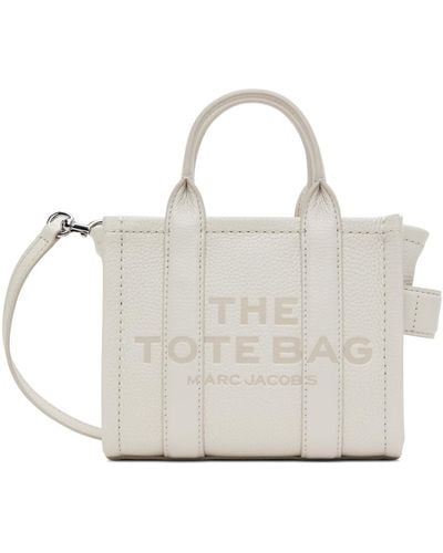 Marc Jacobs Mini cabas 'the tote bag' blanc cassé en cuir