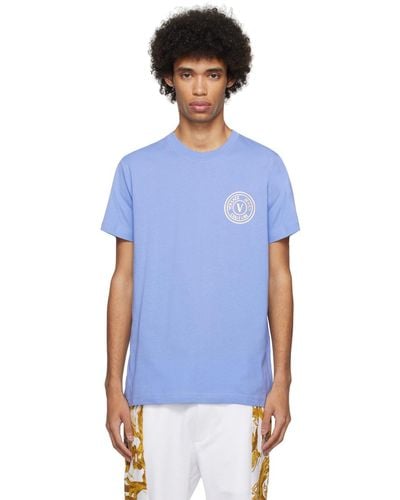 Versace Jeans Couture ブルー レターvエンブレム Tシャツ