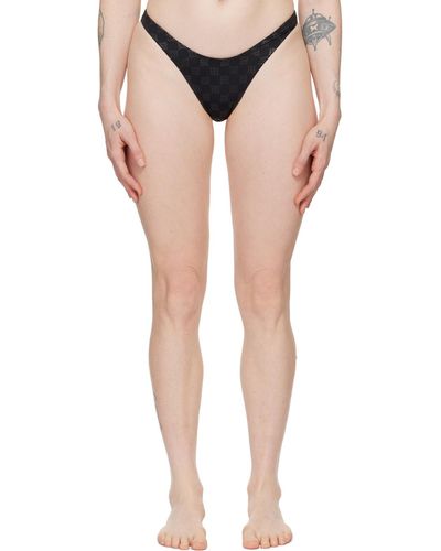 MISBHV Culotte de bikini noire à monogrammes