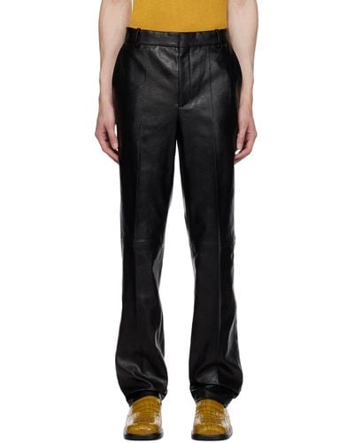 Situationist Pantalon noir en cuir synthétique édition yaspis