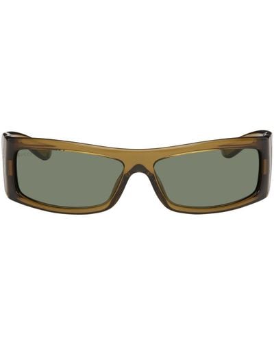 Gucci Brown Rectangular Sunglasses - Green