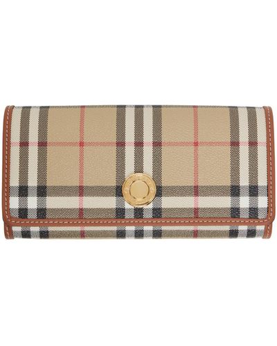 Burberry Beige Check Continental Wallet - Black