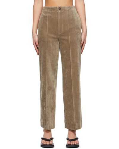 AURALEE Taupe Velour Lounge Trousers - Natural