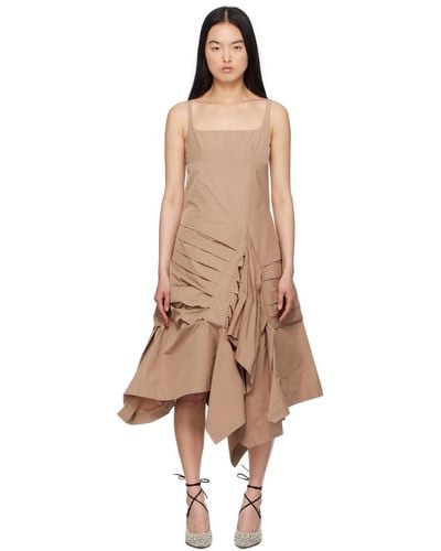 Dries Van Noten Asymmetrical Midi Dress - Natural