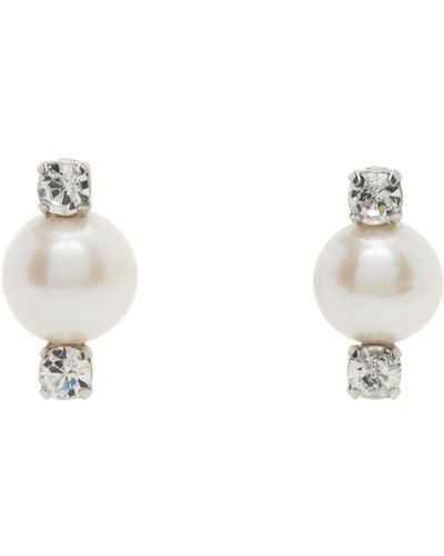 Simone Rocha Silver Mini Crystal Pearl Stud Earrings - Black