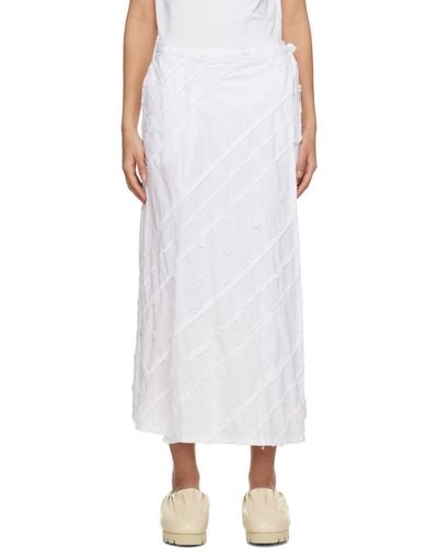 Engineered Garments White Wrap Midi Skirt