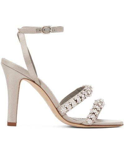 Manolo Blahnik Grey Vedada Heeled Sandals - White