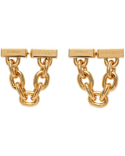 Rabanne Gold Xl Link Earrings - Black