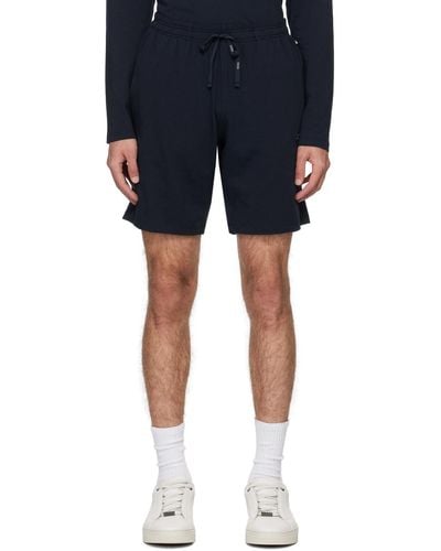 BOSS Navy Embroidered Shorts - Blue