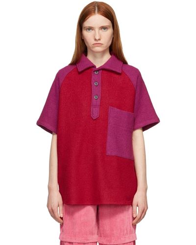 KkCo Pink & Red Boiled Wool Polo