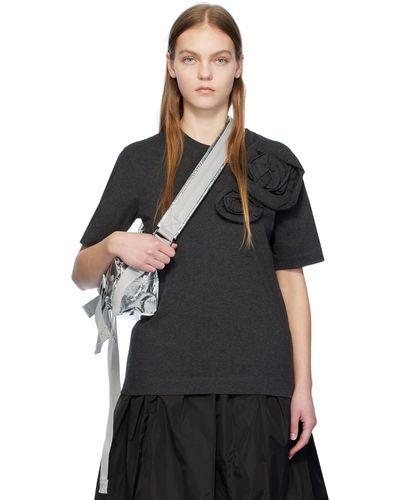 Simone Rocha T-shirt gris à appliqués floraux - Noir